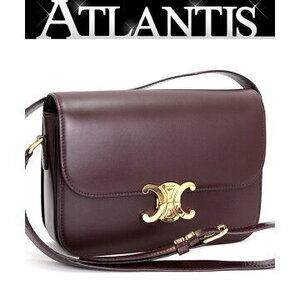 Celine Teen Triomphe Shoulder Bag Bordeaux Purple Shiny Calfskin